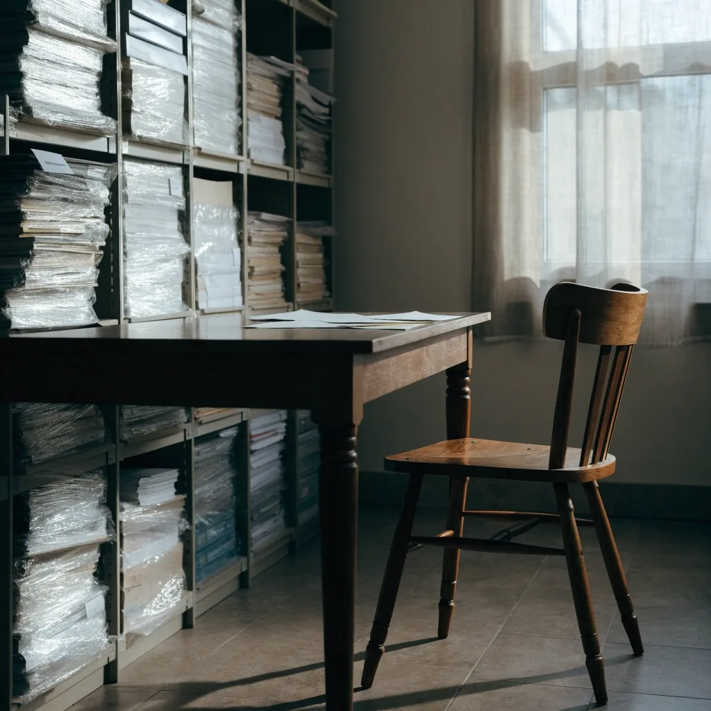 Two ruled ledger pages laid side by side on a desk with a pencil resting across the gutter